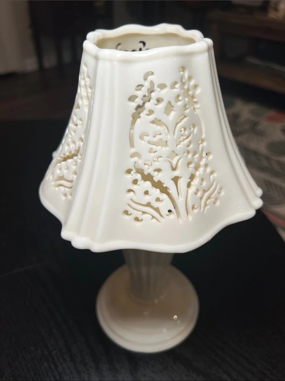 Yankee Candle Ivory Cream Ceramic Cutout Candle Holder Fairy Lamp
